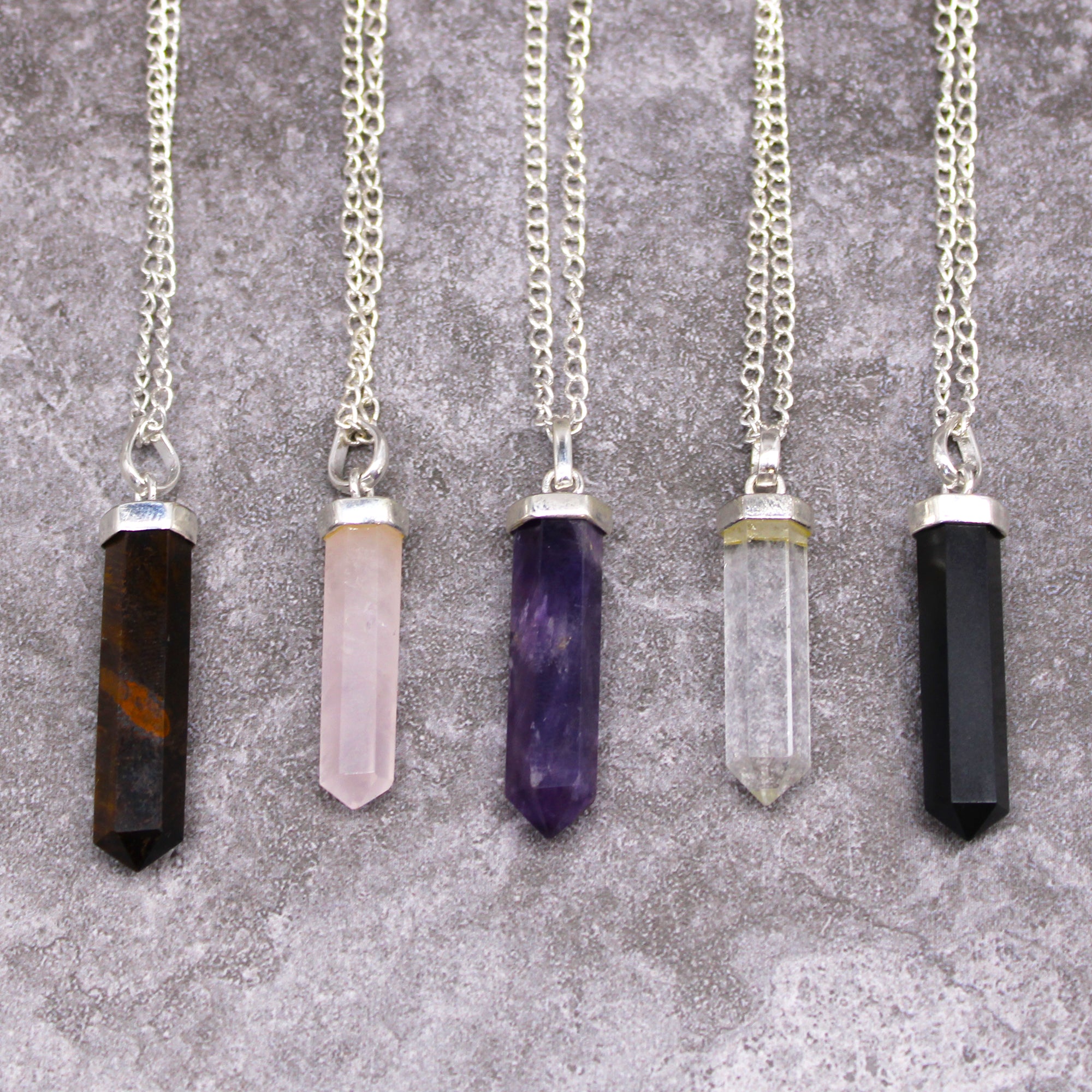 Rock Quartz - Gemstone Classic Point Pendant Necklace