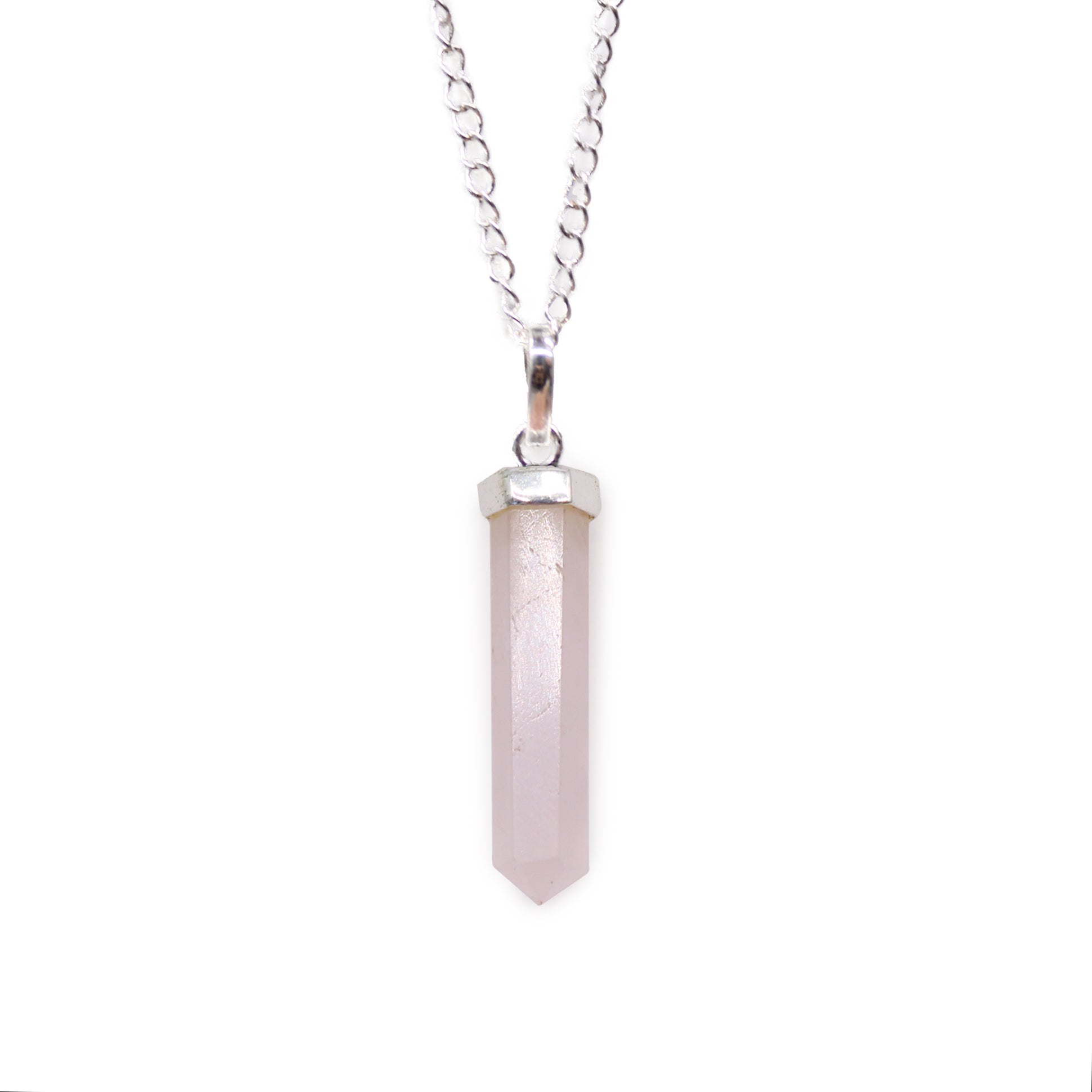 Rose Quartz - Gemstone Classic Point Pendant Necklace