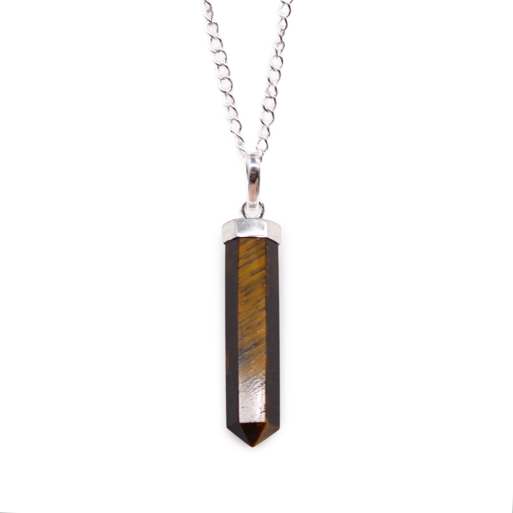 Tiger Eye - Gemstone Classic Point Pendant Necklace