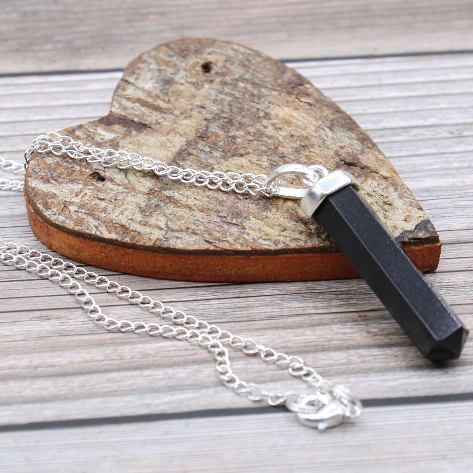 Black Agate - Gemstone Classic Point Pendant Necklace