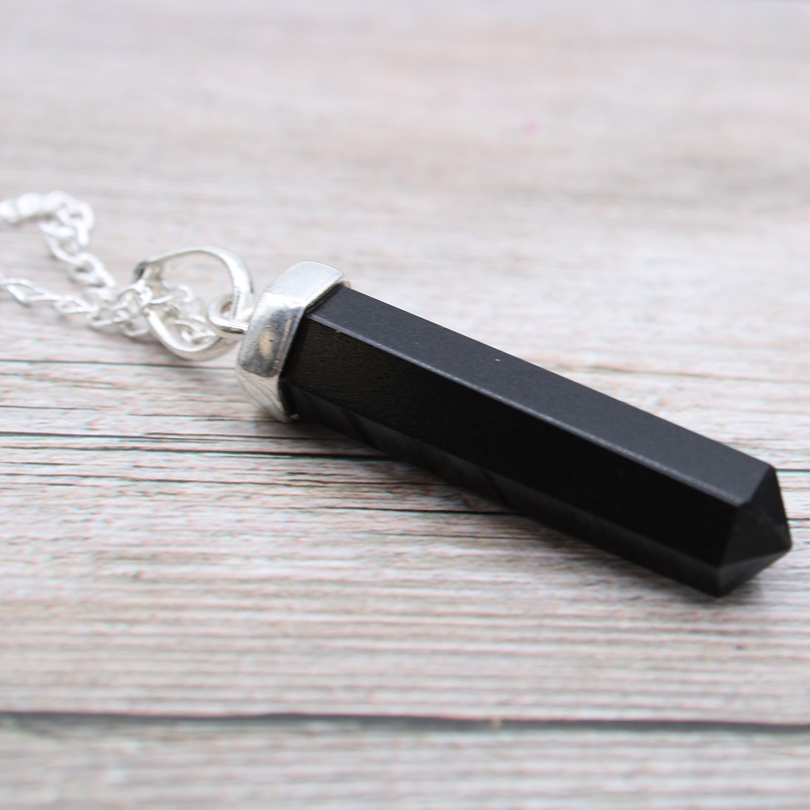 Black Agate - Gemstone Classic Point Pendant Necklace