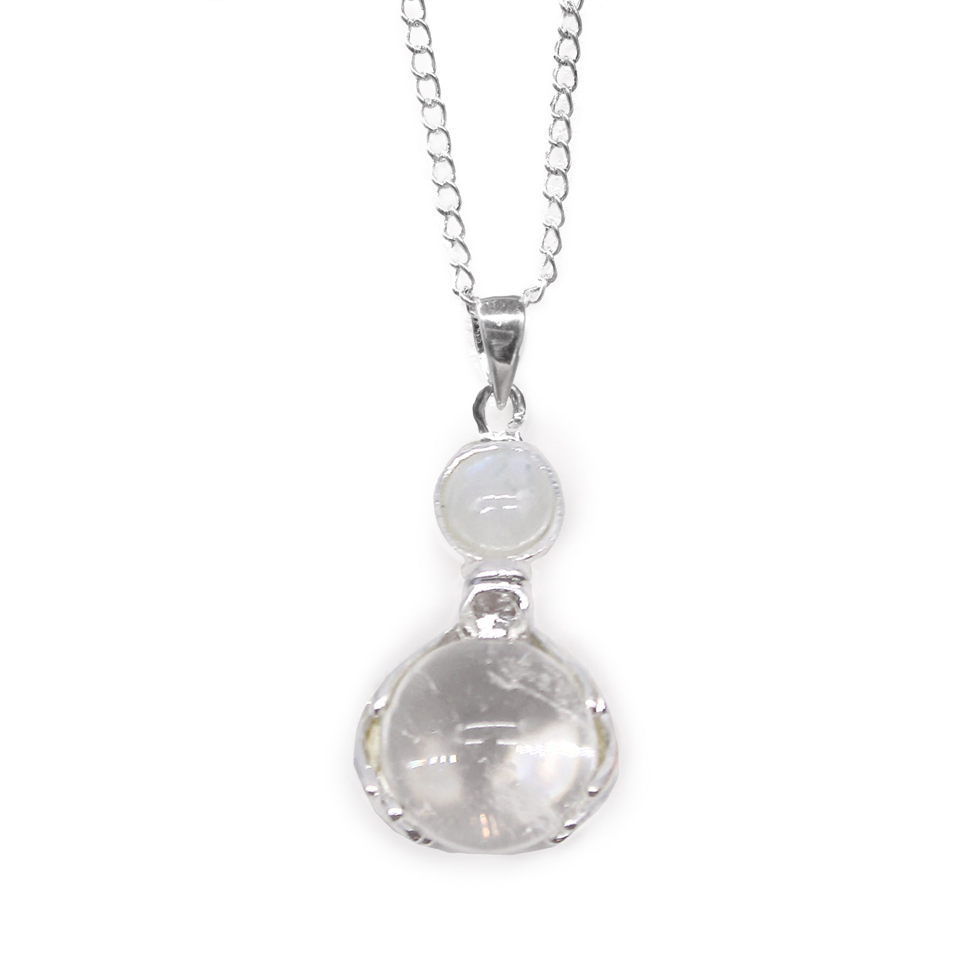 Rock Quartz - Gemstone Healing Hands Pendant Necklace