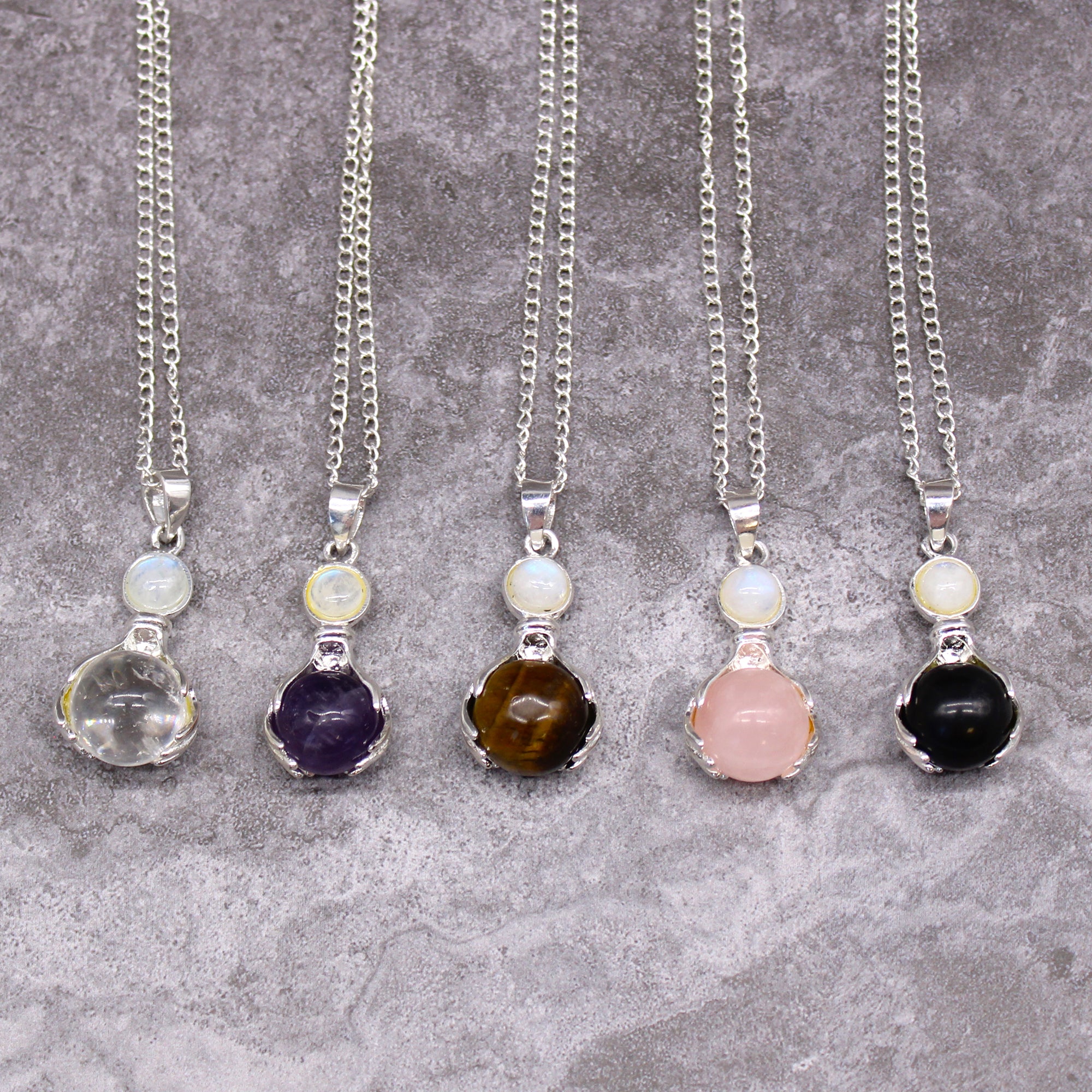 Rock Quartz - Gemstone Healing Hands Pendant Necklace