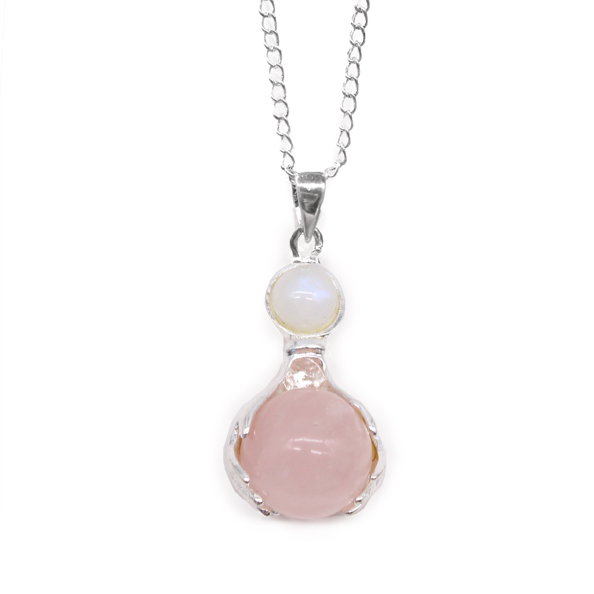 Rose Quartz - Gemstone Healing Hands Pendant Necklace