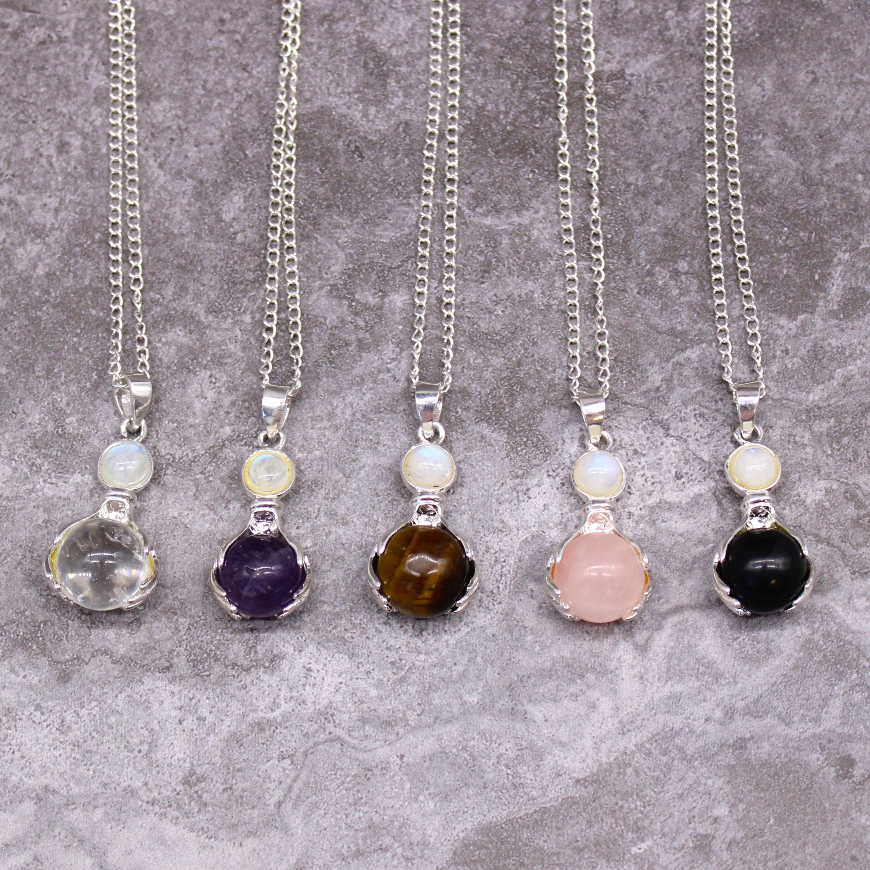 Rose Quartz - Gemstone Healing Hands Pendant Necklace