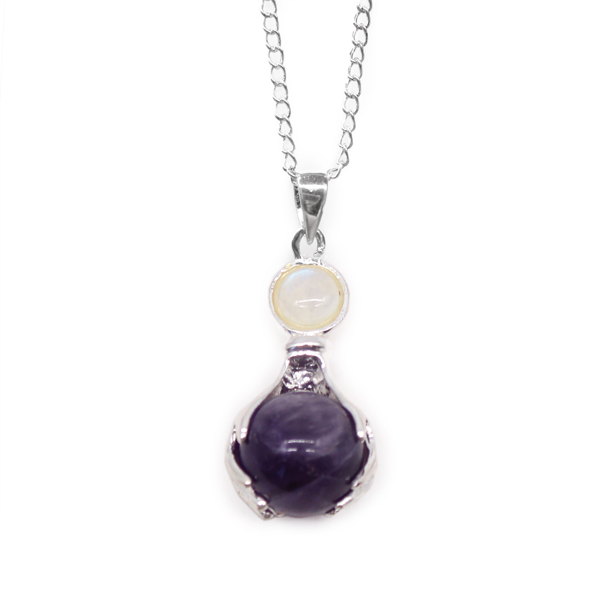 Amethyst - Gemstone Healing Hands Pendant Necklace