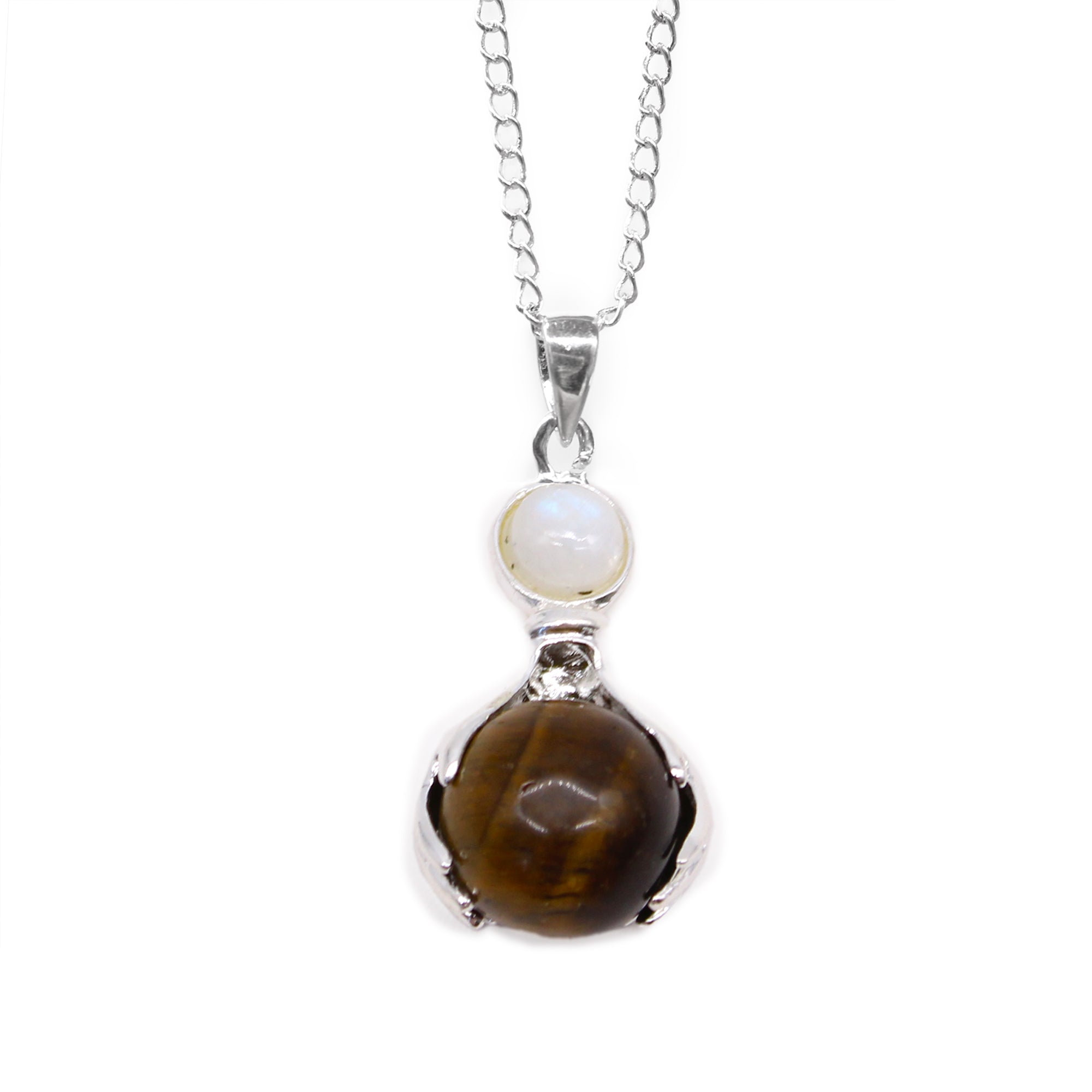 Tigers Eye - Gemstone Healing Hands Pendant Necklace