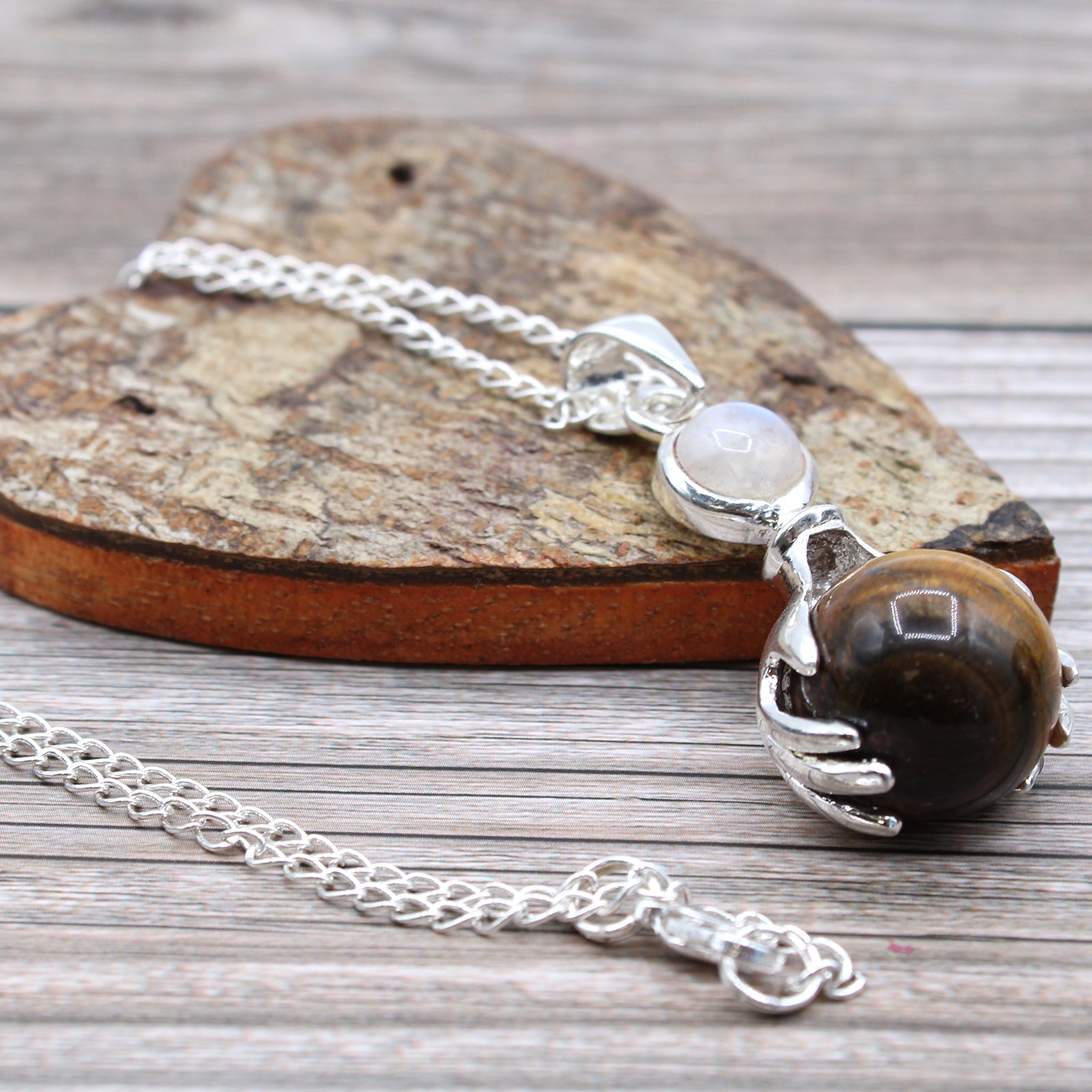 Tigers Eye - Gemstone Healing Hands Pendant Necklace