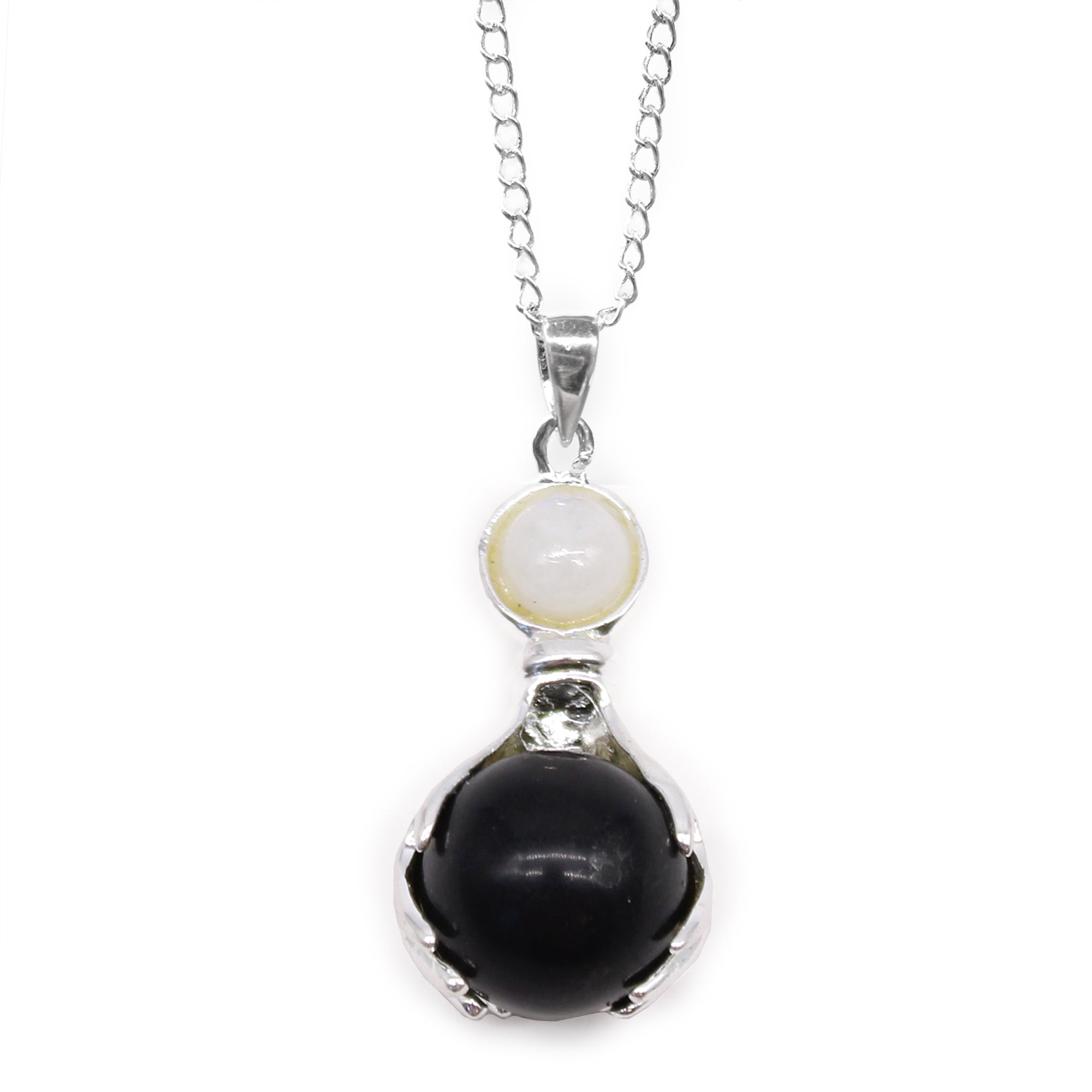 Black Agate - Gemstone Healing Hands Pendant Necklace