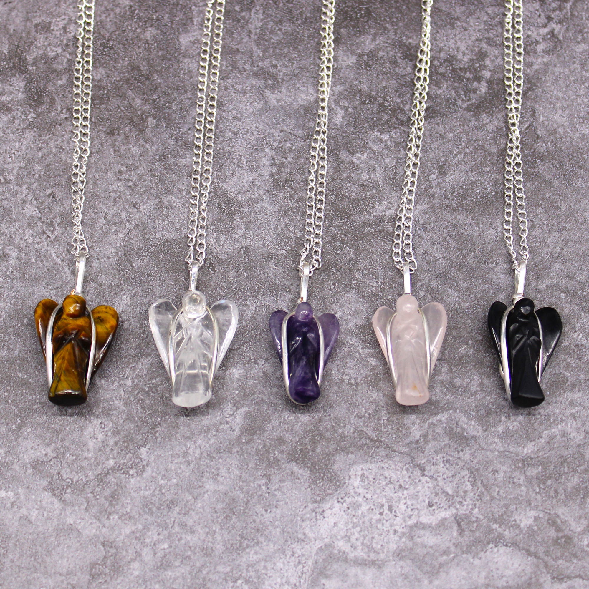 Amethyst - Gemstone Guardian Angel Pendant Necklace