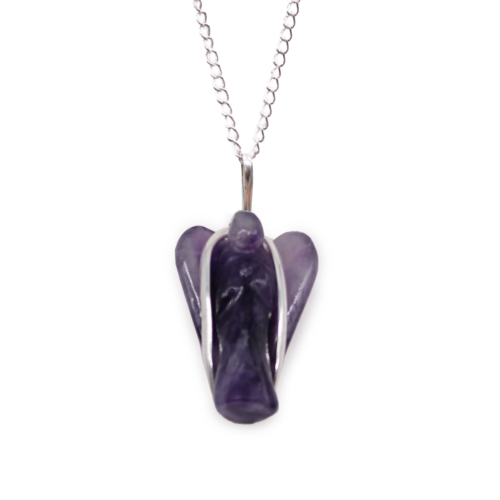 Amethyst - Gemstone Guardian Angel Pendant Necklace