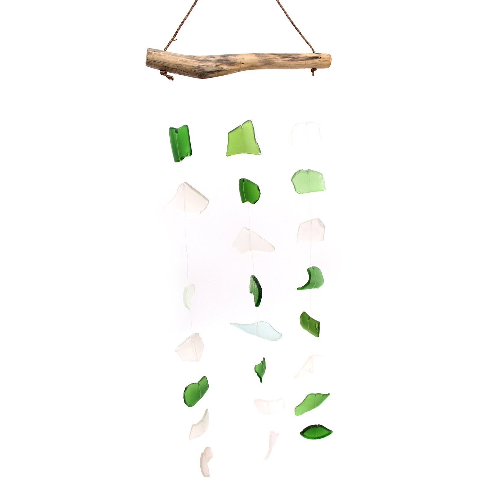 Three Drop - Green & White - Good Luck Sea Glass