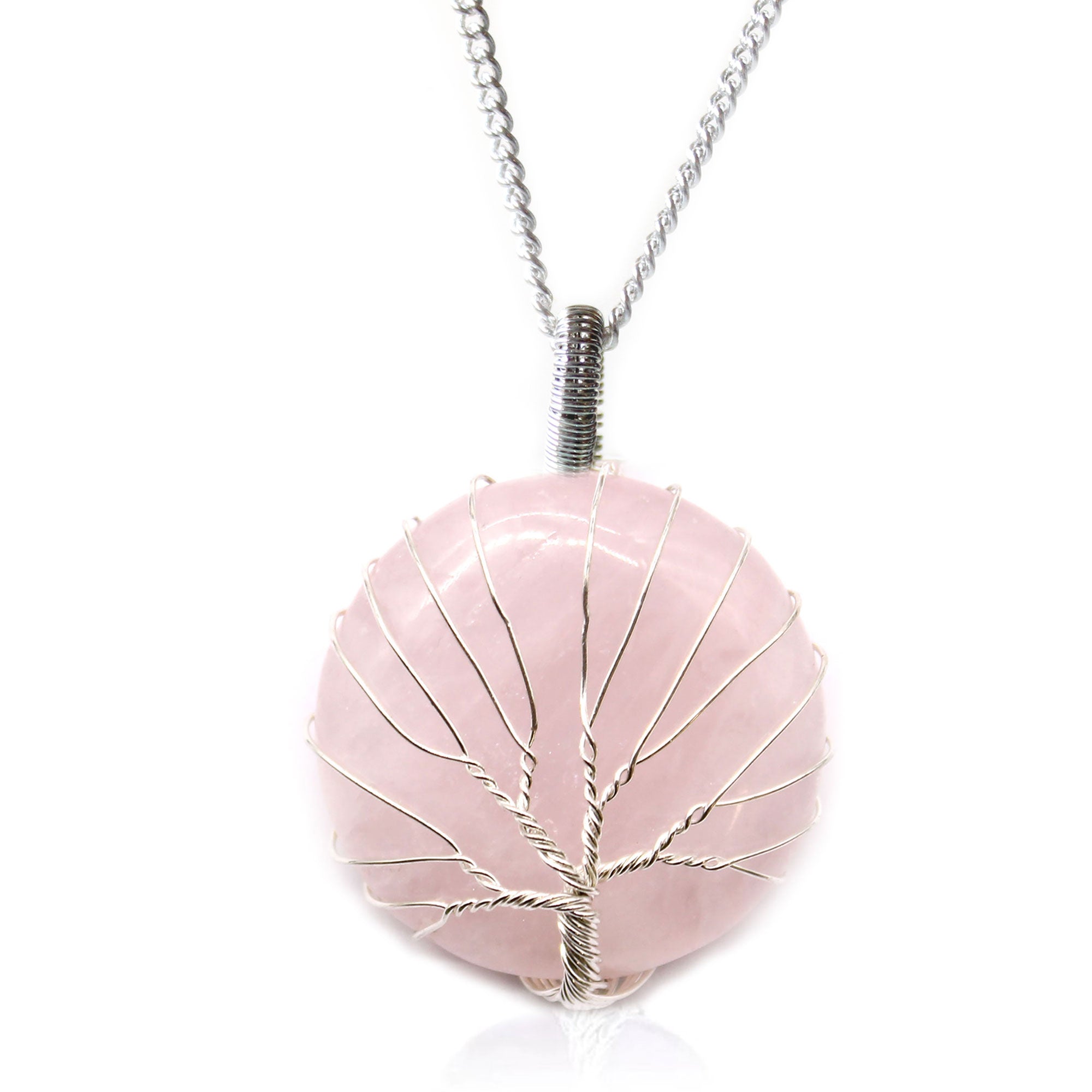 Rose Quartz - Tree of Life Gemstone Necklace