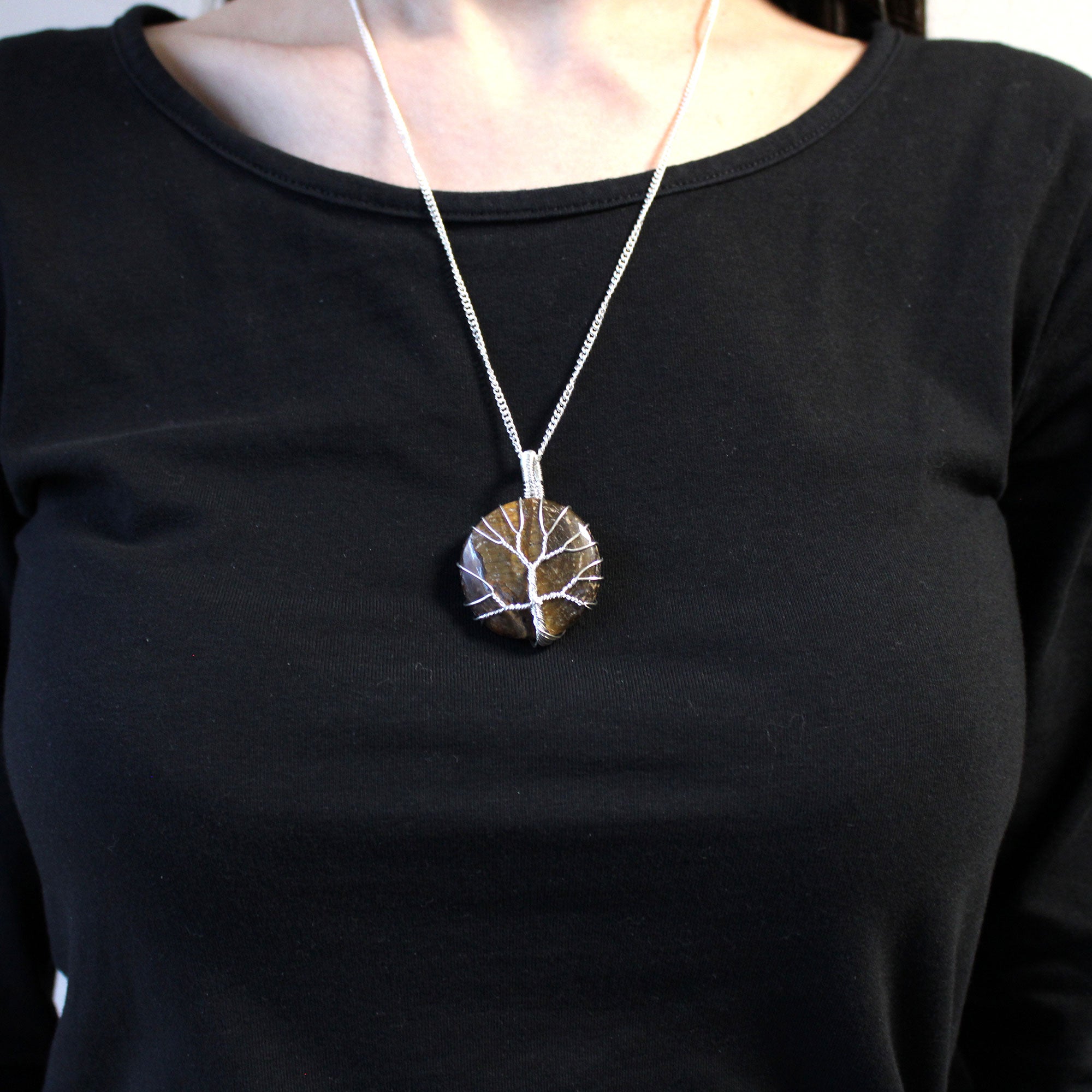 Tiger Eye - Tree of Life Gemstone Necklace