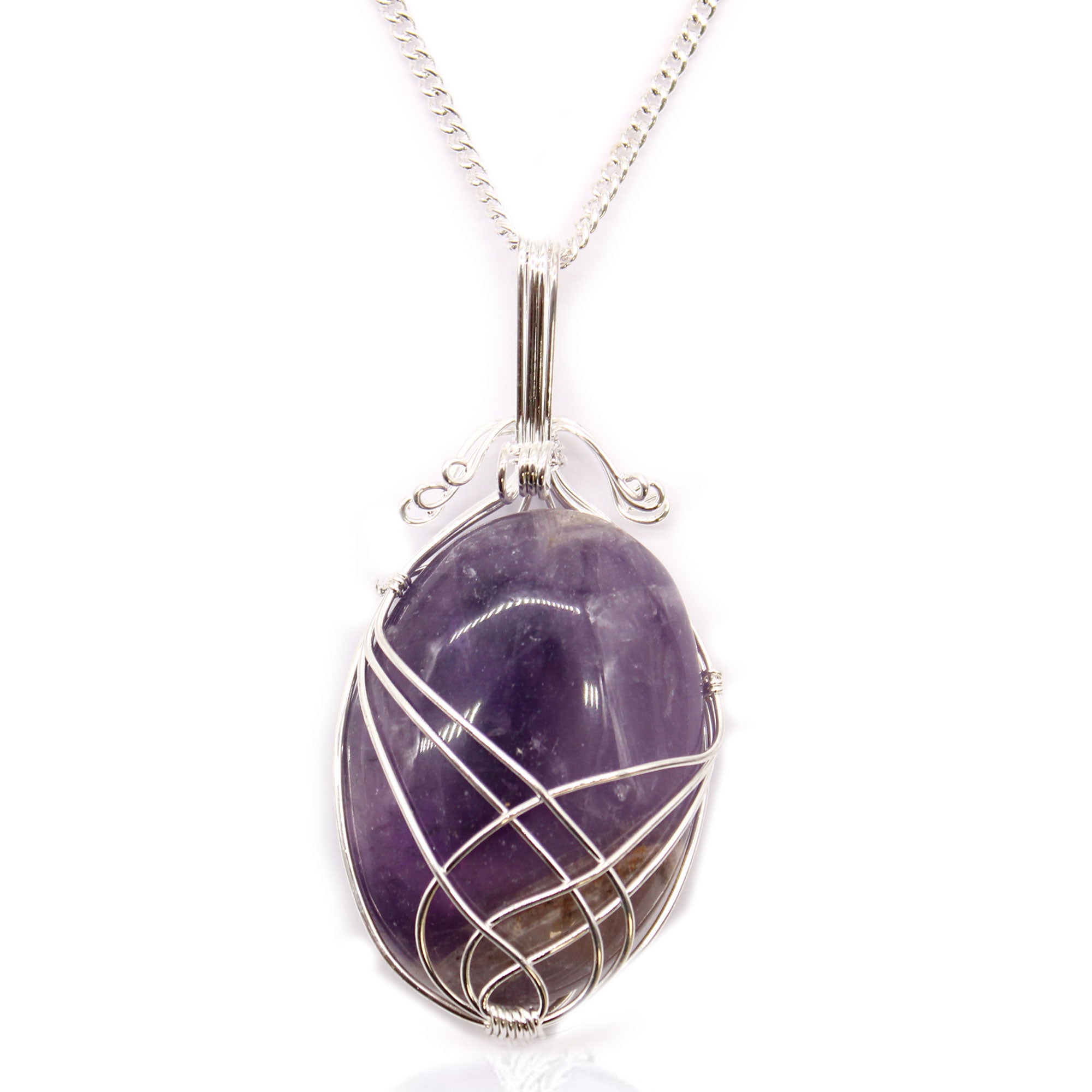 Amethyst - Swirl Wrapped Gemstone Necklace