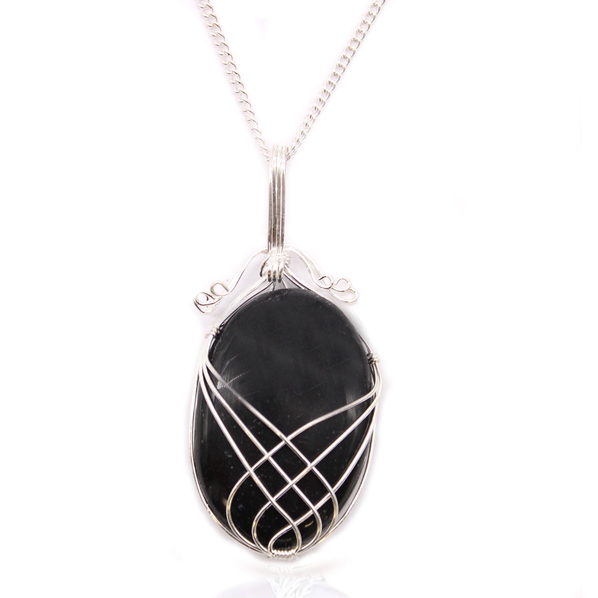 Black Onyx - Swirl Wrapped Gemstone Necklace