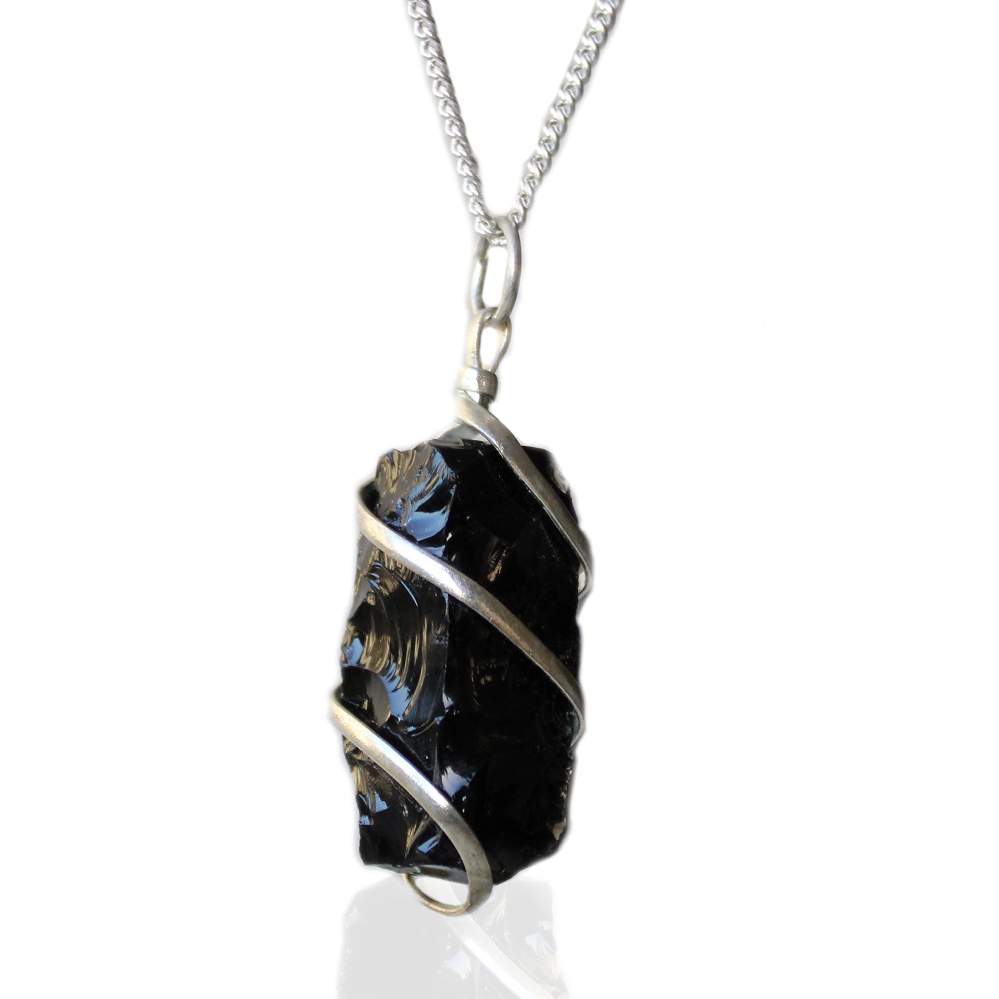 Rough Black Onyx - Cascade Wrapped Gemstone Necklace