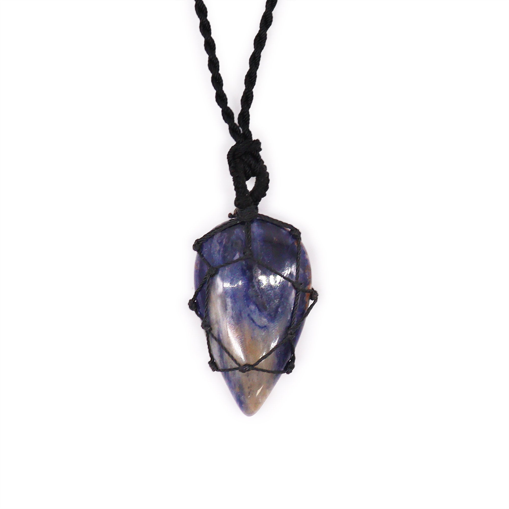 Sodalite - Laced Gemstone Teardrop Pendant Necklace