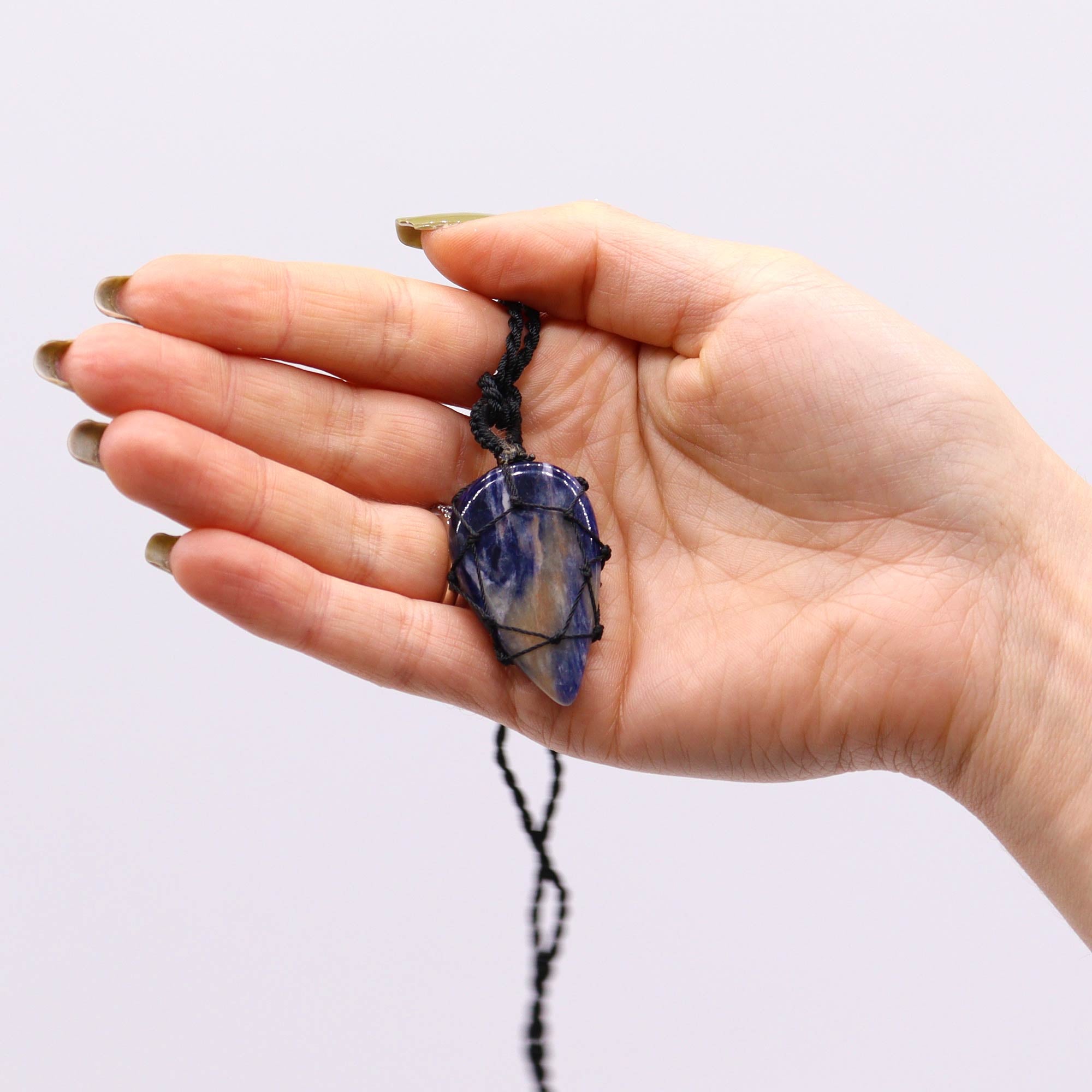 Sodalite - Laced Gemstone Teardrop Pendant Necklace