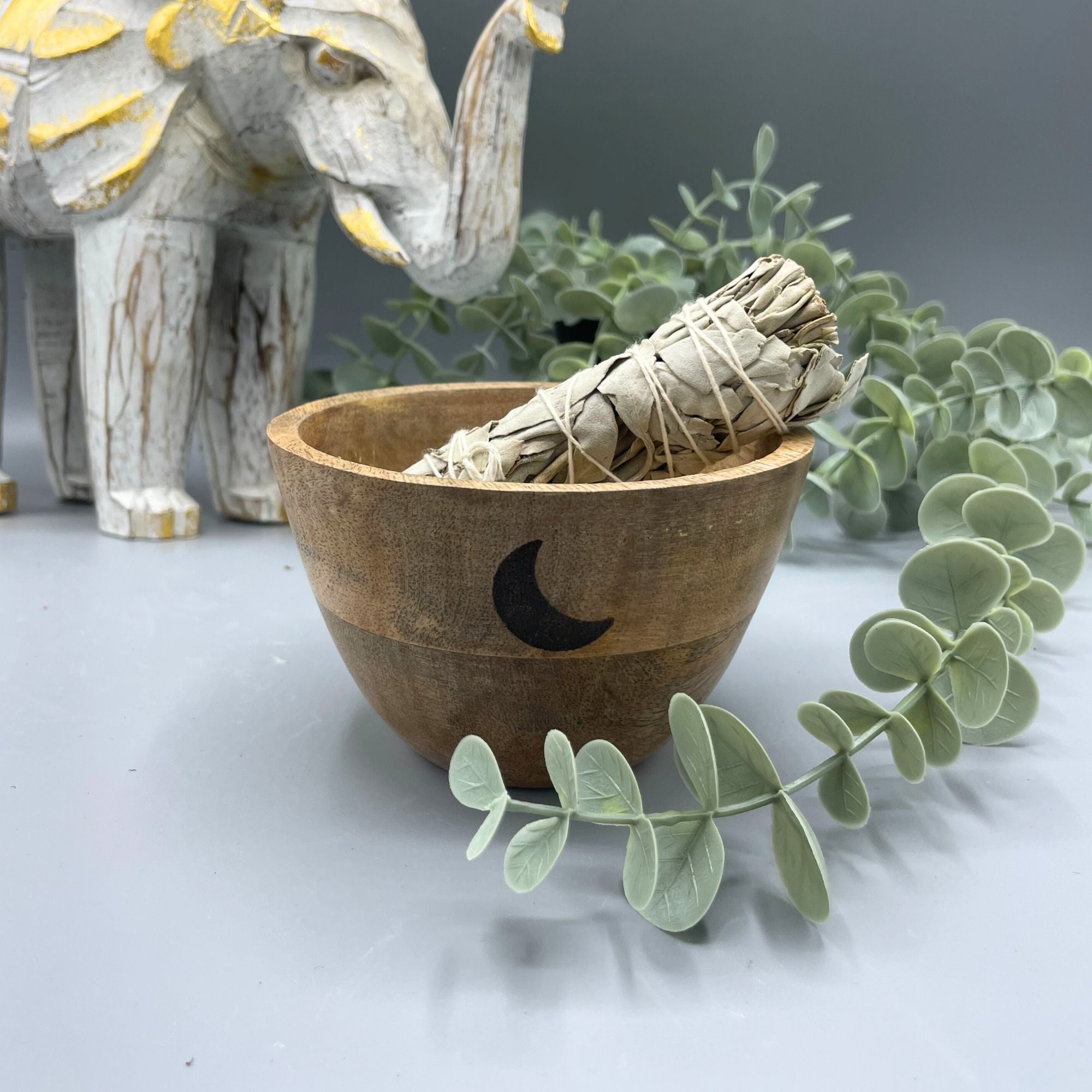 Three Moons Wooden Smudge Bowl - 11x7cm