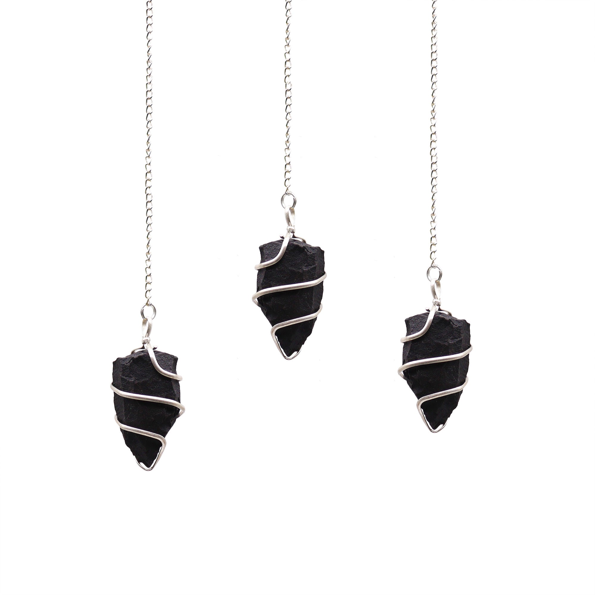 Black Agate - Raw Gemstone Pendulum