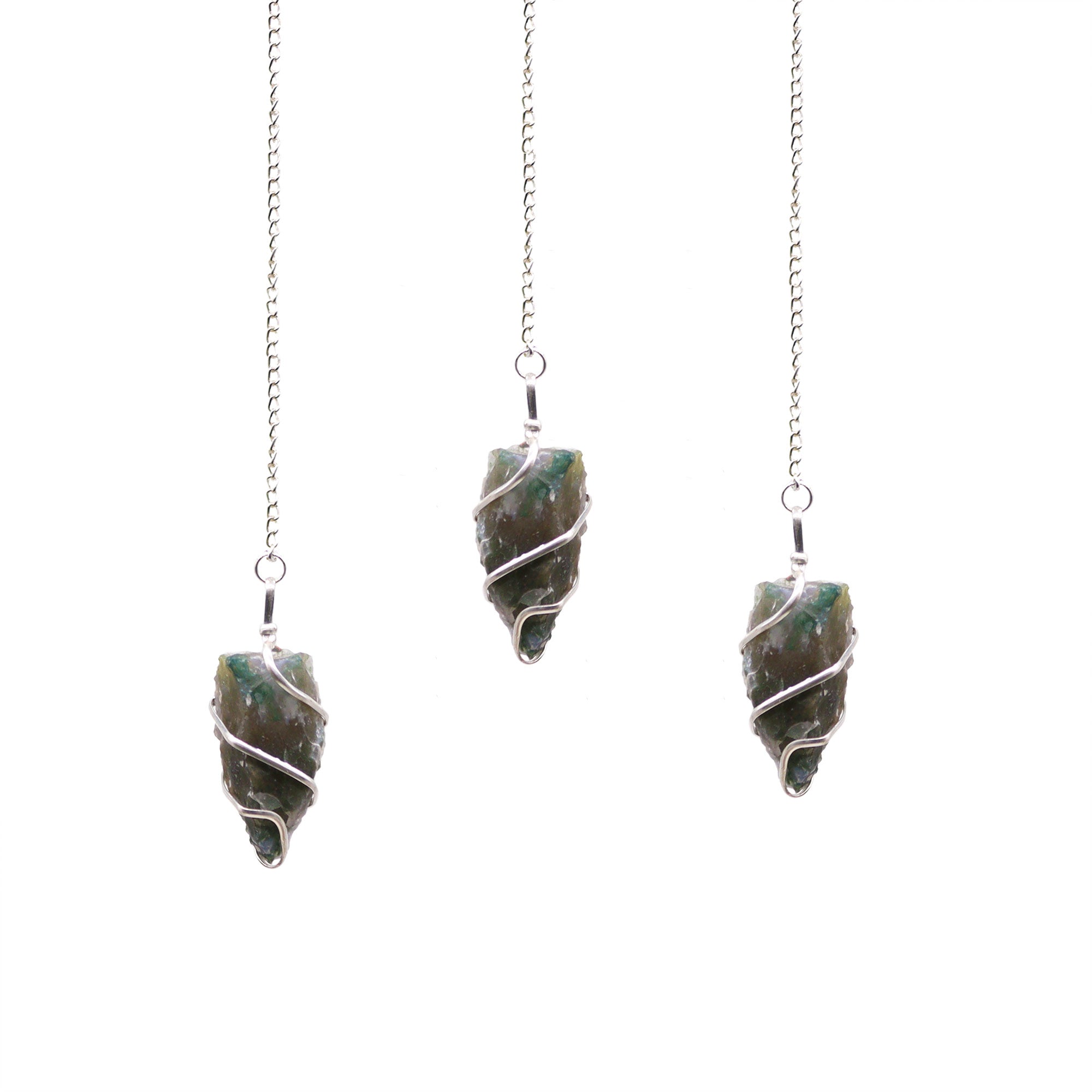 Moss Agate - Raw Gemstone Pendulum