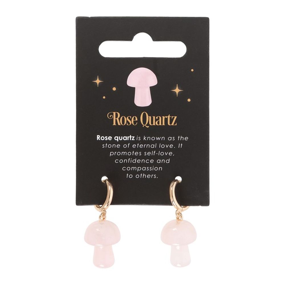 Rose Quartz Crystal Mushroom Earrings