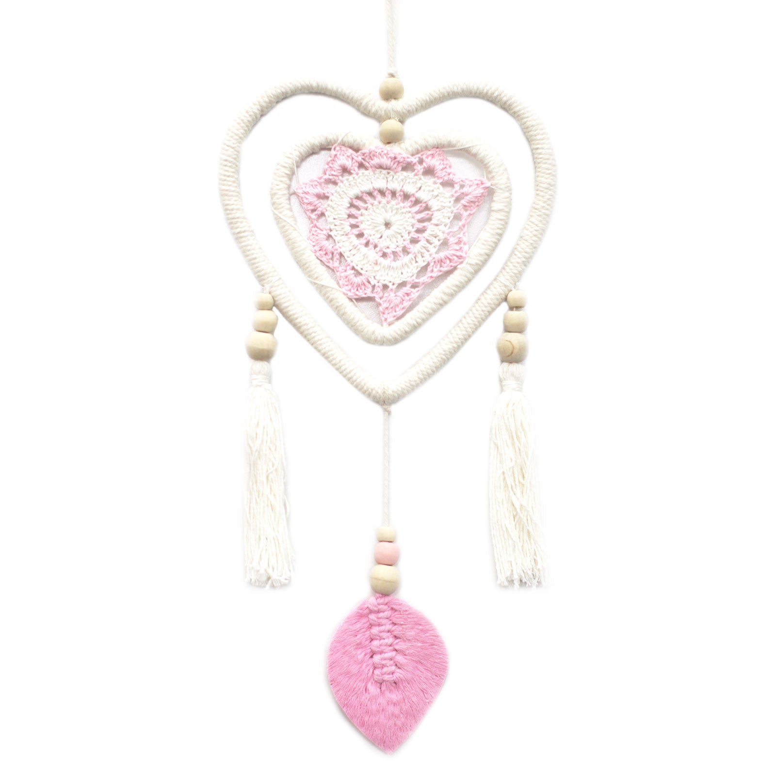 Pink Heart in Heart - Dream Catcher - Medium