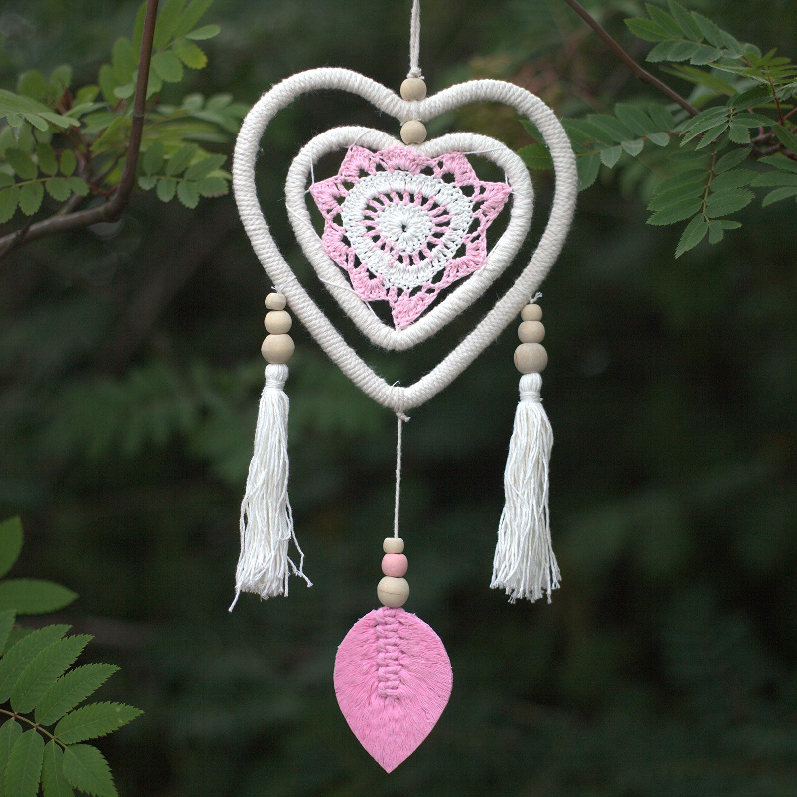 Pink Heart in Heart - Dream Catcher - Medium