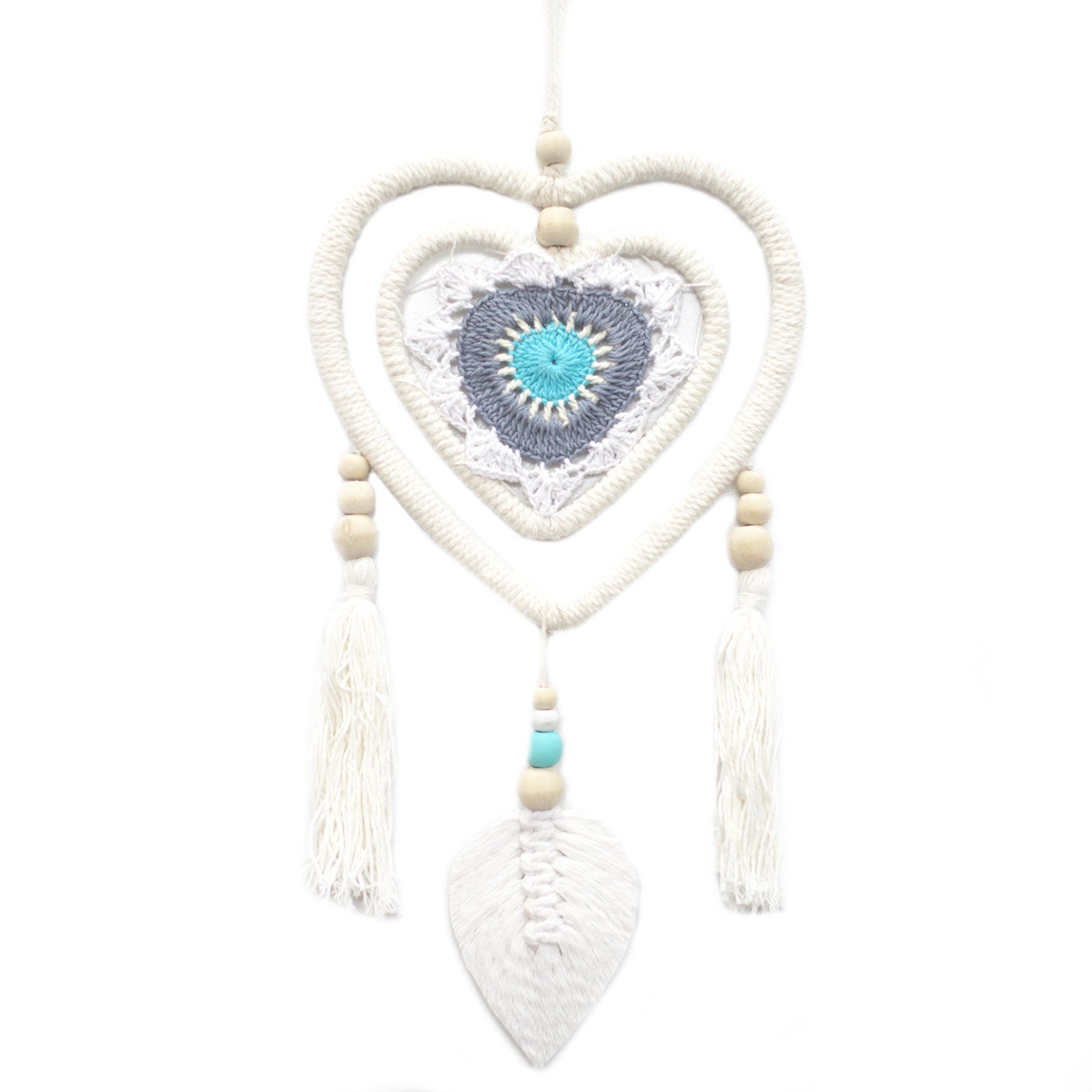 Blue Heart in Heart - Dream Catcher - Medium