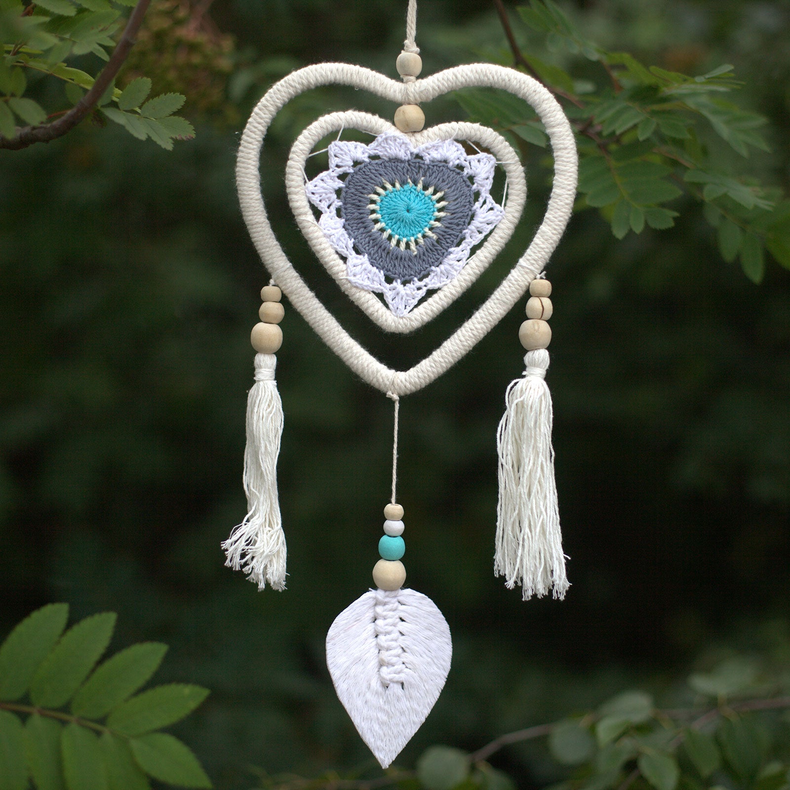 Blue Heart in Heart - Dream Catcher - Medium